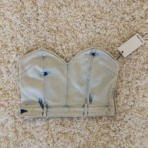 Retrofete Denim Corset Bustier Top